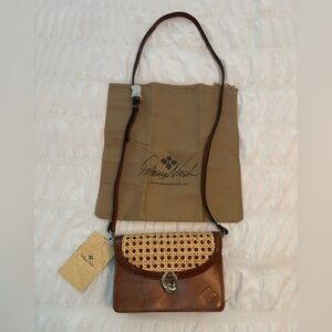 Patricia Nash Bella Leather and Wicker Crossbody Bag with Dust bag- NWT